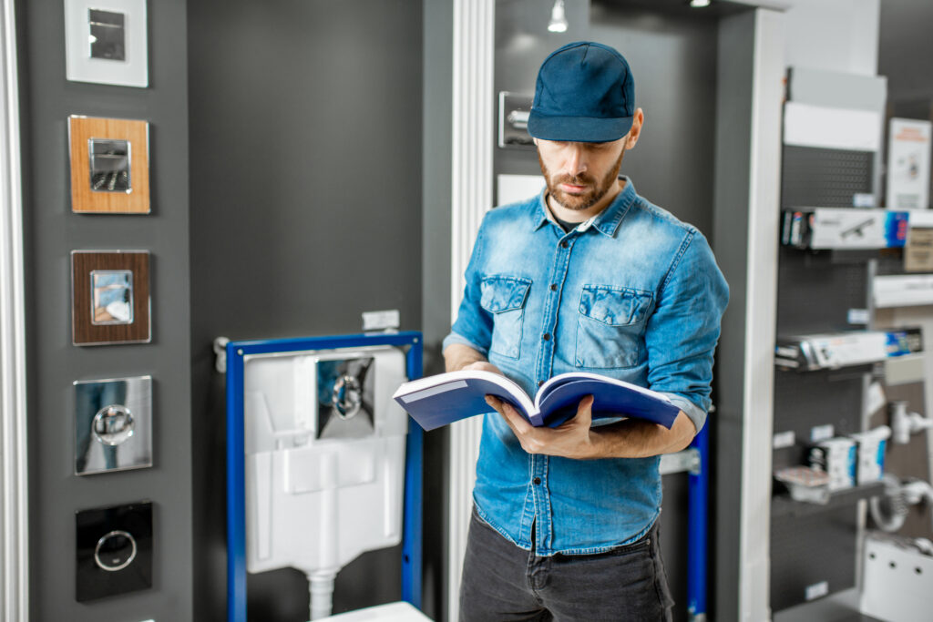 Man in the plumbing shop